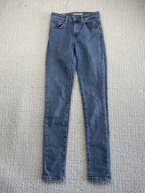 Levis Premium Jeans Blue 721 High Rise Skinny Denim Women Sz 25 Light Blue Denim